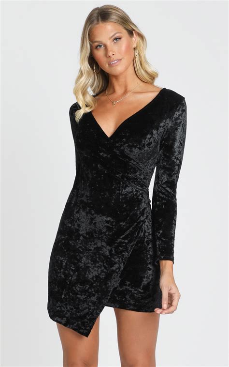 Black Velvet Minidress .